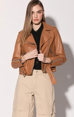 Leather>Walter Baker Allison Jacket, Camel-Leather