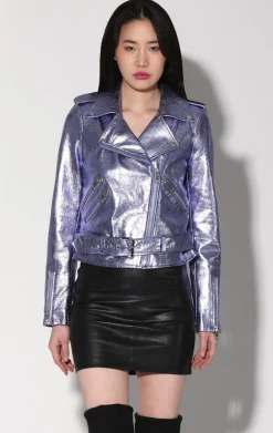 Jackets>Walter Baker Allison Jacket, Peri Metallic-Leather
