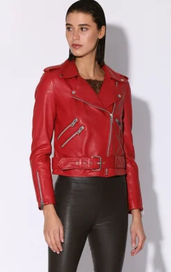 Leather>Walter Baker Allison Jacket, Red-Leather