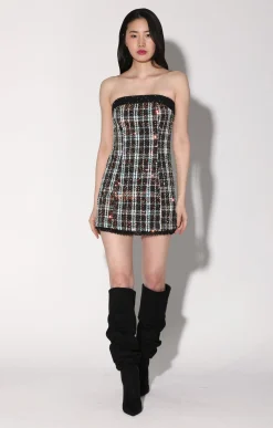 Dresses>Walter Baker Amberly Dress, Broadway Tweed Black