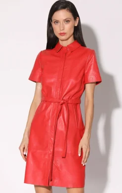 Dresses>Walter Baker Chloe Dress, Scarlet-Leather
