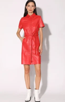 Dresses>Walter Baker Chloe Dress, Scarlet-Leather