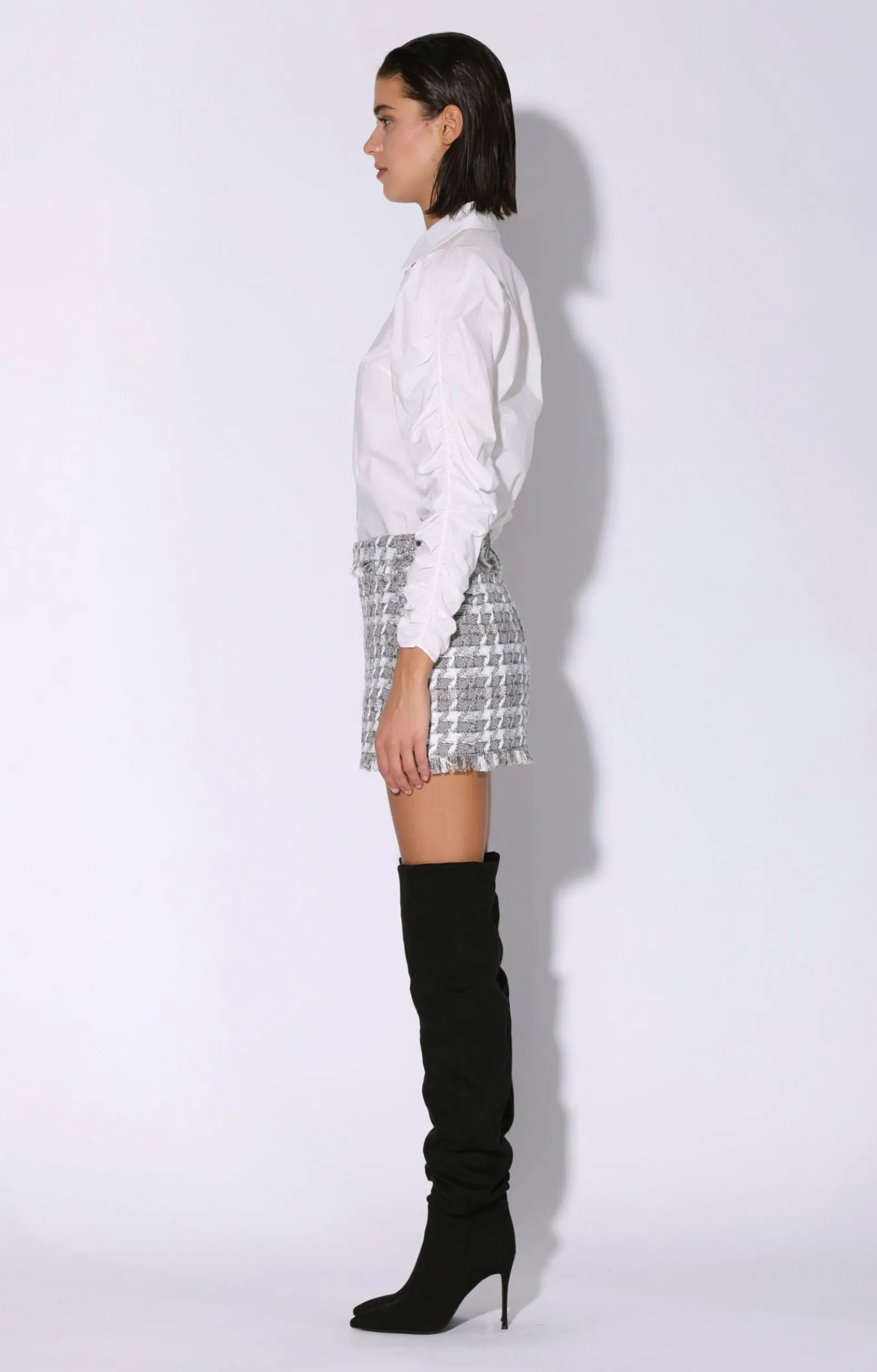 Bottoms>Walter Baker Della Skirt, Heritage Tweed Grey