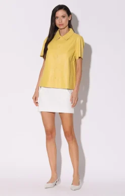 Tops>Walter Baker Eros Top, Pale Yellow-Leather