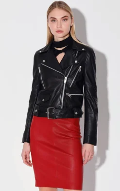 Leather>Walter Baker Flissy Jacket, Black-Leather