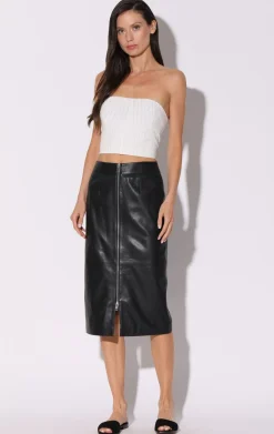 Bottoms>Walter Baker Galette Skirt, Black-Leather