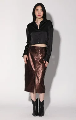 Bottoms>Walter Baker Glynice Skirt, Bronze Leather
