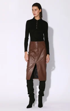 Leather>Walter Baker Glynice Skirt, Walnut-Leather