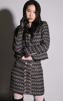 Jackets>Walter Baker Inaya Jacket, Tribeca Tweed Black Blush