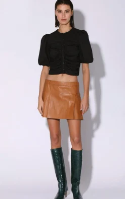 Bottoms>Walter Baker Izzie Skirt, Camel-Leather