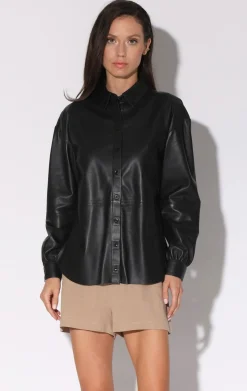 Leather>Walter Baker Jaycee Top, Black-Leather