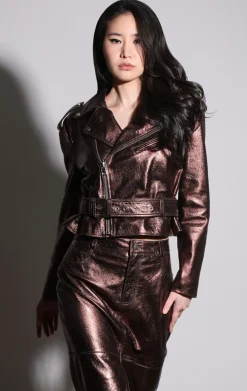 Leather>Walter Baker Jordy Jacket, Bronze Leather