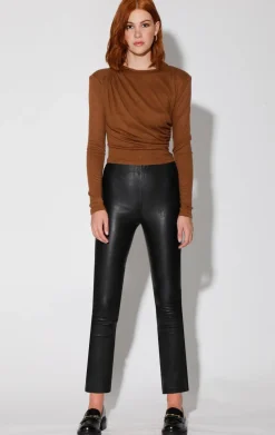 Leather>Walter Baker Karina Pant, Black-Stretch Leather