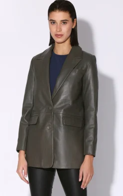 Leather>Walter Baker Kiki Blazer, Moss-Leather