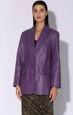 Leather>Walter Baker Kira Blazer, Amethyst-Leather
