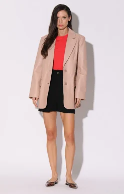 Jackets>Walter Baker Kira Blazer, Rose Pink-Leather