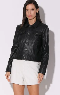 Leather>Walter Baker Laine Jacket, Black-Leather