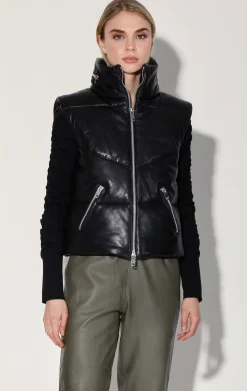 Jackets>Walter Baker Landon Vest, Black-Puffer Leather