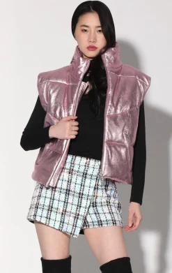 Leather>Walter Baker Landon Vest, Pink Frost Metallic-Leather