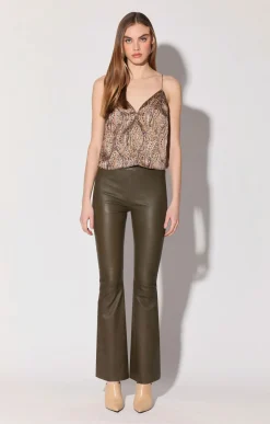 Leather>Walter Baker Lexie Pant, Moss-Stretch Leather