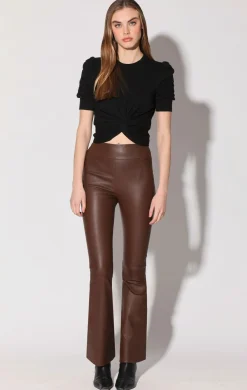 Leather>Walter Baker Lexie Pant, Walnut-Stretch Leather