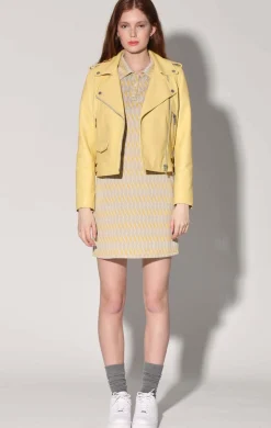 Leather>Walter Baker Liz Jacket, Pale Yellow-Leather