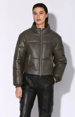 Jackets>Walter Baker Lorenza Jacket, Moss-Leather