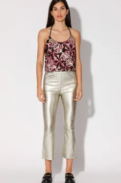 Bottoms>Walter Baker Lori Pant, Gold-Stretch Leather