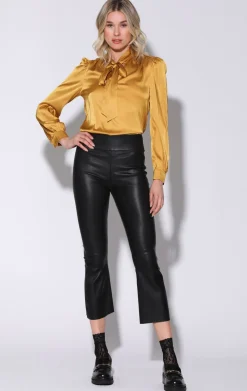 Leather>Walter Baker Luisa Pant, Black-Stretch Leather