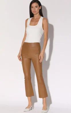 Bottoms>Walter Baker Luisa Pant, Camel-Stretch Leather