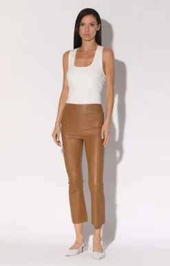 Leather>Walter Baker Luisa Pant, Camel-Stretch Leather