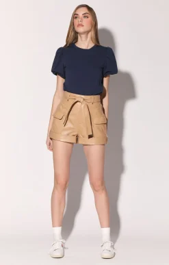 Leather>Walter Baker Marcos Short, Latte-Leather