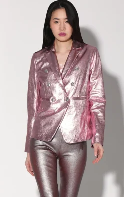 Jackets>Walter Baker Marley Blazer, Pink Frost Metallic-Leather