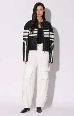 Leather>Walter Baker Matteo Jacket, Black White-Leather
