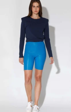 Leather>Walter Baker Monique Short, Bright Blue-Stretch Leather