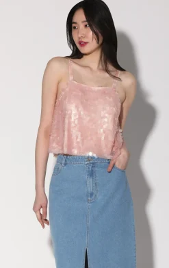Tops>Walter Baker Nicky Top, Blush Prism Sequin