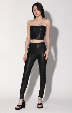 Bottoms>Walter Baker Raquelle Pant, Black-Stretch Leather