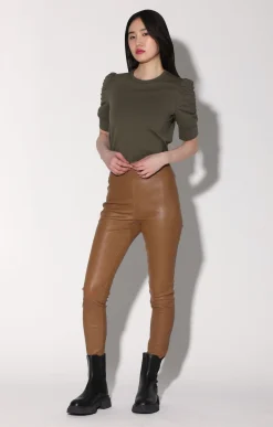 Leather>Walter Baker Raquelle Pant, Camel-Stretch Leather