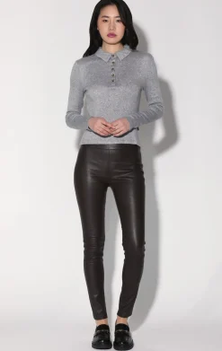 Leather>Walter Baker Raquelle Pant, Mocha-Stretch Leather