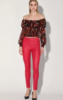 Bottoms>Walter Baker Roxanna Pant, Cerise-Stretch Leather