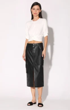 Leather>Walter Baker Selene Skirt, Black-Leather