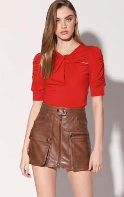 Leather>Walter Baker Shirley Skirt, Teak-Leather