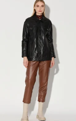 Leather>Walter Baker Sutton Jacket, Black-Vt Wash Leather