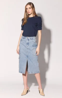 Bottoms>Walter Baker Tally Skirt, Light Wash