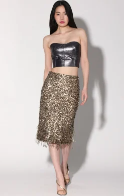 Bottoms>Walter Baker Trixie Skirt, Gold Beam Sequin